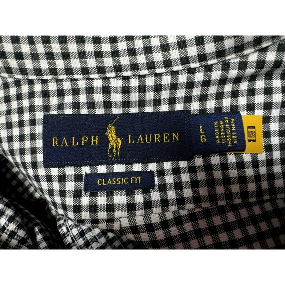 Ralph Lauren Classic Fit Black White Check Shirt Sz LG Button Up LS Preppy - Picture 4 of 5